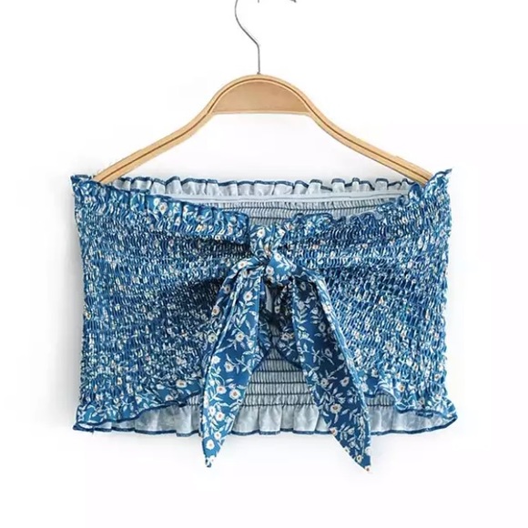 NEW Set of 2 pcs top and skirt L floral blue - Picture 5 of 13